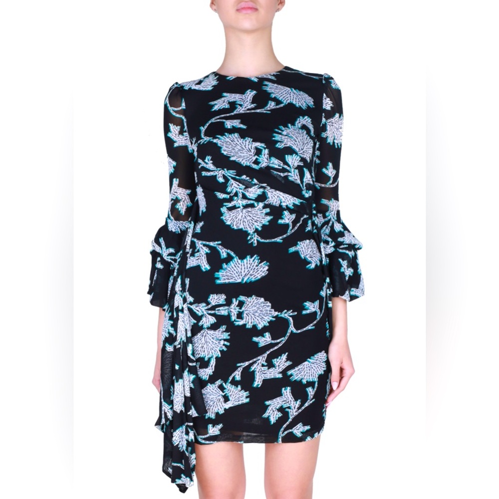 Diane Von Furstenberg Faridah Floral Mesh Dress sz M - Picture 5 of 12